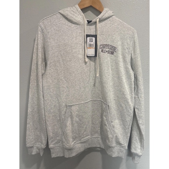 Converse Other - Converse Vintage Inspired Logo Fleece Mens Small Loose Fit Gray Hoodie NWT